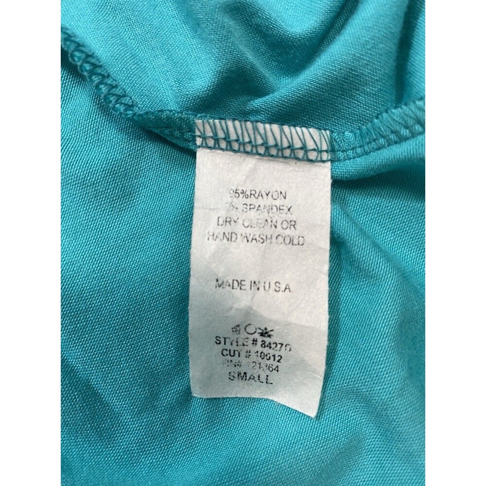 Y2K Vocal Turquoise Sleeveless Rhinestone Cross Tunic Top Rayon Spandex Size S - Picture 7 of 15